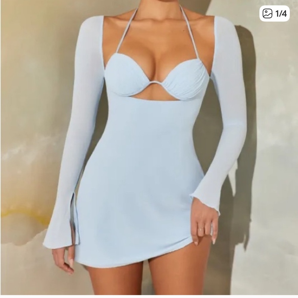 Oh Polly Light Blue Long Sleeve Dress